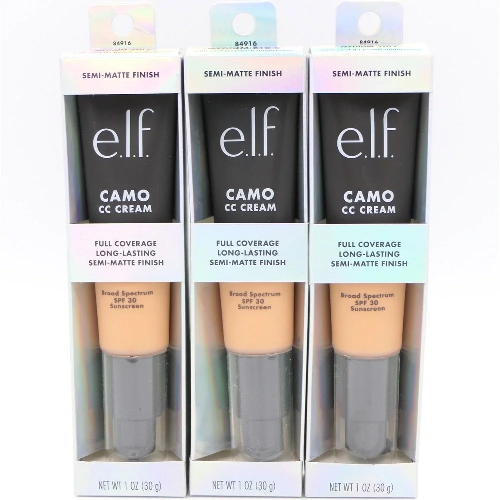 elf Camo CC Cream Medium 310 C Full Coverage Semi-Matte SPF 30 3 Pack 10/26+